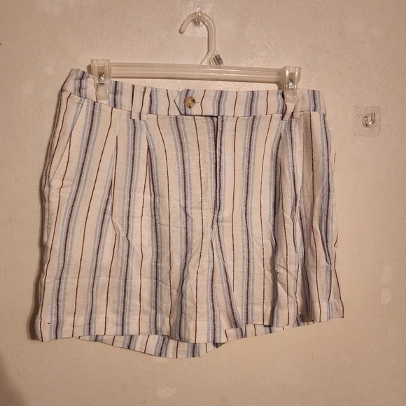 Loft Linen Blend Striped 5" Shorts Size 12 NWT - Picture 1 of 9